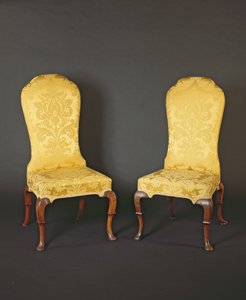 Pair of Queen Anne high-back side chairs